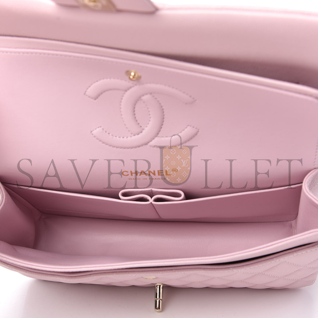 CHANEL CAVIAR QUILTED MEDIUM DOUBLE FLAP LIGHT PINK (25.5*14*6.5cm)